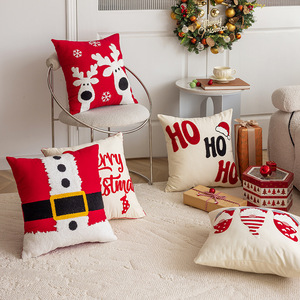 Fundas de cojín decorativas lavables de poliéster y algodón cuadradas para Navidad, para sala de estar, sofá, decoración navideña del hogar - Product Image 5