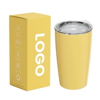 Gobelet à café minimaliste en acier inoxydable 304, à double paroi, isolé sous vide, à large ouverture, pour voiture, avec couvercle anti-éclaboussures transparent