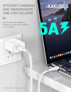 Kakusiga ที่ชาร์จโทรศัพท์1เมตร, สายดาต้ายืดหยุ่น USB to Type C 5A ซิลิโคนให้ความรู้สึกสำหรับโทรศัพท์มือถือ - Product Image 5