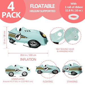 Set di 4 Palloncini in Foil a Tema Auto da Corsa Retrò, Decorazioni per Feste di Compleanno, Baby Shower e Natale - Product Image 6