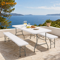 Ensemble table et banc de pique-nique pliables en plastique légers, robustes, peu encombrants et faciles à nettoyer pour jardin et cour arrière