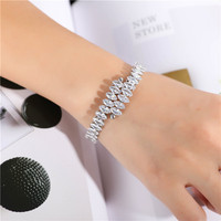 Hiphop Mode Bijoux À La Mode Glacé En Acier Inoxydable Bling Diamant Cubain Chaîne Zircon Bracelets Bracelets