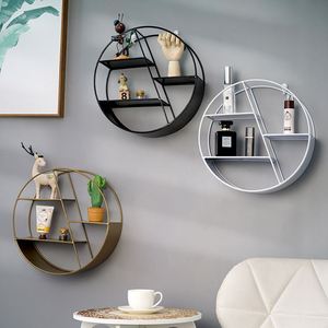 Modern Hexagon/Circular <b>Floating</b> Shelf Decorative Wall-Mounted Display Rack (Iron Frame) - Product Image 2