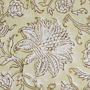 New Pale Goldenrod Yellow <b>White</b> Indian <b>Hand</b> Block Printed 100% Pure Cotton Fabric Yard for Women's Clothing Curtains Crafts Bags - Product Image 1