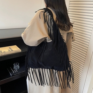 Vintage Frosted Leather Fringe Tassel <strong>Bag</strong> Women Suede Handbag Messenger Western-style Shoulder <strong>Bag</strong> Lady Bohemian <strong>Hippie</strong> Hobo <strong>Bag</strong> - Product Image 4