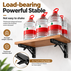 <b>Heavy</b>-<b>Duty</b> <b>Metal</b> Folding <b>Brackets</b> Durable and Non-Rust Steel for Table and Wall Mounted Shelves - Product Image 3