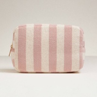 BSCI-zertifizierte Fabrik Reise-Kosmetiktasche für Damen, gestreift, blau, Frottee, Hautpflege, Strand-Kulturtasche für den Sommer