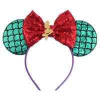 Nouveau Chic sirène souris oreilles bandeau filles enfants paillettes étoile de mer bandeau Sequin 5 "cheveux arc fête bricolage cheveux accessoires