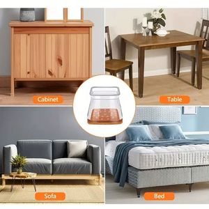 24 Protectores de Patas de Silla Cuadrados, de Silicona y Fieltro, Protectores de Patas de Silla de Silicona Resistentes - Product Image 5