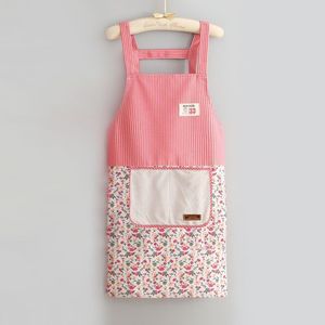 Delantal de algodón de manga larga con bolsillo floral para cocina, uso diario para mujeres - Product Image 3