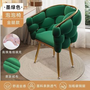 Fauteuil de salon Z Nordic Luxury Home Furniture en tissu velours vert avec pieds en acier inoxydable doré, chaise de salle à manger de loisirs - Product Image 2