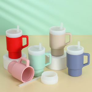 Gobelets en silicone pour tout-petits, tasses à lait avec paille pour bébé, 10 <span class=keywords><strong>fl</strong></span> <span class=keywords><strong>oz</strong></span>, incassables, réutilisables, petites tasses à eau colorées, sans BPA - Product Image 1