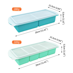 Boîte de préparation de repas en silicone, sans BPA, réutilisable, avec couvercle, 4 compartiments, grand moule à glaçons, contrôle des portions, rangement de cuisine - Product Image 5