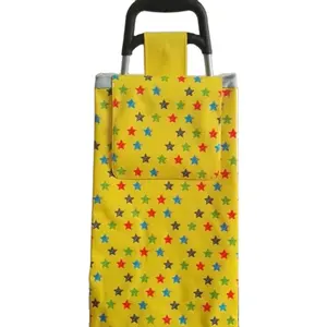 Multi purpose super market shopping cart small vegetable foldable shopping trolley bag with wheels
