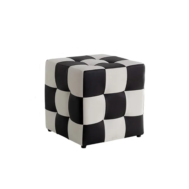 Винтажный стиль, черно-белая шахматная доска, гостиничная оттоманка, вилла, кафе, деревянная рамка, тканевая мебель для отдыха