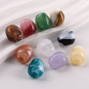 Perles en acrylique marbrées irrégulières à grand trou 14x13mm en gros pour bracelets DIY, chaînes de téléphone, accessoires de tissage de sacs RT0398 - Product Image 4