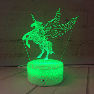 <span class=keywords><strong>Licorne</strong></span> Cheval Volant Pégase 3D Fissure Lampe atmosphère Animaux Capteur Tactile A Mené La Lampe De Lumière De Nuit - Product Image 1