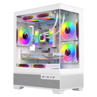 Boîtier de tour d'ordinateur en verre trempé AntarcChill Factory, boîtier de PC de jeu ATX, boîtier de PC de bureau M-ATX ITX, boîtier de tour moyen avec alimentation