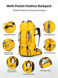 Mochila de Senderismo Ligera de Nailon para Campamento y Viajes al Aire Libre, 50-70L, Impermeable, Antirrobo, con Correas de Hombro Ajustables - Product Image 1