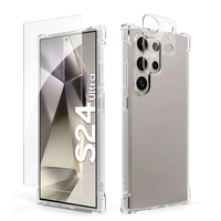 Ensemble 3 en 1, coque de téléphone souple en TPU avec protection d'écran en verre trempé 2.5D pour l'objectif de l'appareil photo, pour Samsung Galaxy S24 S23 S22 Plus Ultra