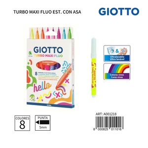 Giotto Turbo Maxi Fluo lavabile fluorescente acquerello 5mm 8 unità