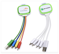 Câble USB de charge tout-en-un 3, 4, 5, 6 en 1, coloré et lumineux, avec logo en résine époxy, pour cadeaux d'affaires en gros