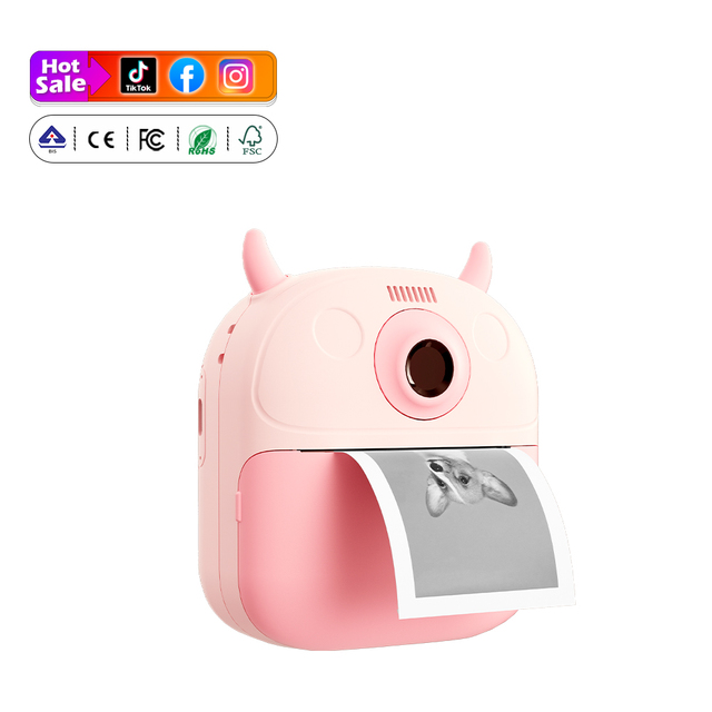 Children's Gift Instant Thermal Printing Portable Mini Photo Printer-Beautiful Kids Camera Printer Game Music Functions Stock