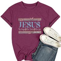 OEM ODM Damen Jesus-Kreuz Grafik-T-Shirt Bibelvers-Shirts Christliches Religiöses T-Shirt Lässiges Kurzarm-T-Shirt Geschenk für Jesus-Anhänger