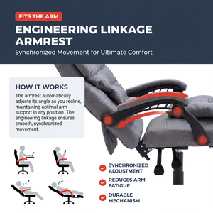 Moderna Sedia da Ufficio Ergonomica per Computer, Poltrona Direzionale con Schienale in Tessuto per Studio, Pausa Pranzo, Vita Sedentaria e con Funzione di Sollevamento - Product Image 4