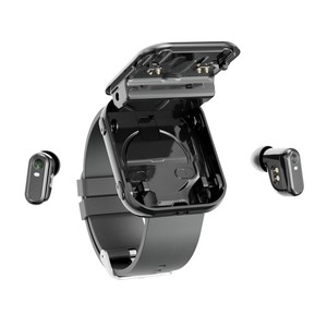Écouteurs TWS T1 et montre connectée 2 en 1, écran TFT carré de 1,8 pouces, appels Bluetooth, fréquence cardiaque, étanche IP67, montre connectée de fitness, noir - Product Image 1