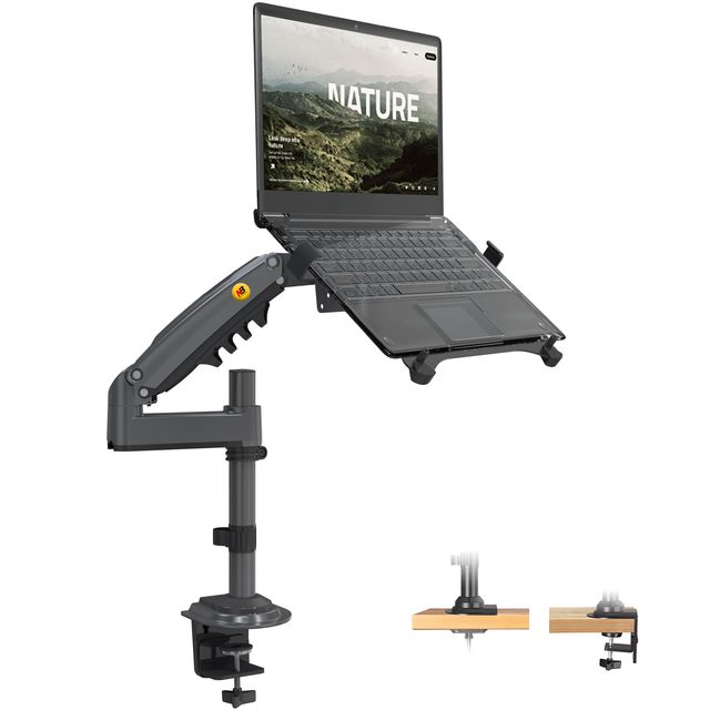 NorthBayou Laptop Mount with Adjustable Tray for 10-17'' Notebook Full Motion Arm with VESA Plate for 17-30'' Monitor NB H100-FP