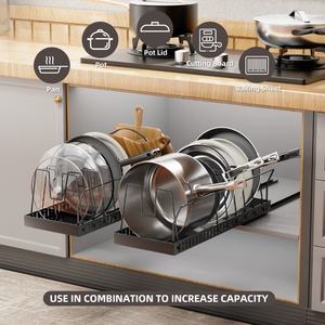 Organizador de Almacenamiento para Tapas de <span class=keywords><strong>Ollas</strong></span> y Sartenes, con Marco Metálico Extraíble para Gabinetes de Cocina - Product Image 2