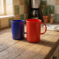 Taza de Café de Plástico, Varios Diseños, Ecológica, Apta para Lavavajillas, Unisex, para Fiestas, Apta para Agua Caliente, con Asa