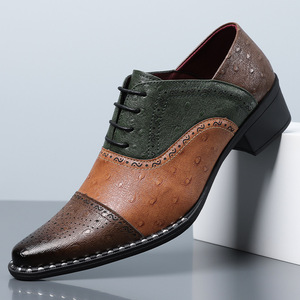 Zapatos de Cuero con Bloques de Color para Hombre, Estilo Británico, Brogue con Punta en Pico, Zapatos Formales de Vestir para Negocios, Gran Venta 2026 - Product Image 3