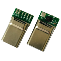 Conector USB Tipo C Macho de 24 Pines con Chip E-mark, PD3.1, QC3.0, C a C, 100W, 240W, Transferencia de Datos, 5A, 48V, SMD, DIP, Enchufe para Soldar