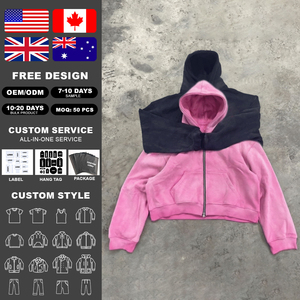 King Sen French Terry 100% Cotton Custom Premium Hoodie Digital Printing Streetwear Cropped Zipper Hoodie <b>for</b> Men - Product Image 2