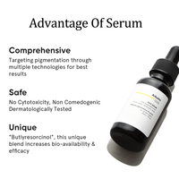 Sérum Visage Anti-rides Éclaircissant Hydratant Personnalisé OEM aux Herbes Biologiques, Acide Kojique, Ginseng, Niacinamide, Vitamine C et Arbutine 30ml
