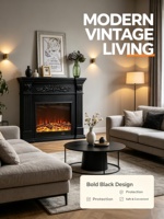 Cheminée électrique d'intérieur américaine de style français, chauffage au bois, bois de caoutchouc, autoportante, style crème, télécommande intelligente, pour la maison