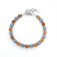 Gelang Batu Alam Lapis Lazuli Klasik yang Dapat Disesuaikan untuk Wanita & Pria, Grosir Perhiasan Hematit Tiger Eye, Gelang Manik-Manik Elastis, Hadiah