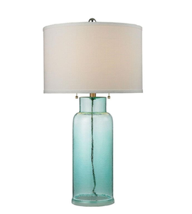 Lámparas de Mesa de Vidrio Teñido con Pantalla de Tela Azul para el Mercado de EE. UU., Reino Unido y Medio Oriente - Product Image 3