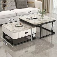 Nouvelle table basse en dalle de style nordique pour salon, usage domestique, table basse de luxe léger, petit appartement, simple