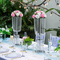Centres de table minimalistes pour mariage, grands vases à fleurs en cristal, support de fleurs en métal doré argenté pour décorations de fête