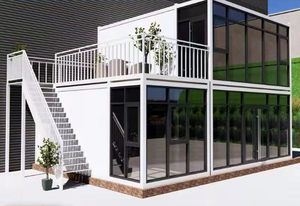 Sang trọng <span class=keywords><strong>40ft</strong></span> đơn-câu Chuyện Ba phòng ngủ 2-tầng <span class=keywords><strong>container</strong></span> nhà tiền chế Modular thủy tinh cầm tay lắp ráp cho văn phòng sử dụng - Product Image 2