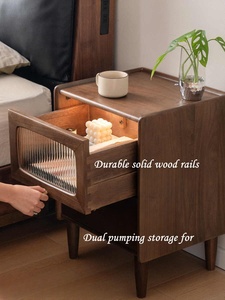 <span class=keywords><strong>Mesita</strong></span> de <span class=keywords><strong>Noche</strong></span> Inteligente de Estilo Nórdico Moderno, Ecológica y Duradera, Mueble de Dormitorio de Madera de <span class=keywords><strong>Cerezo</strong></span> a Bajo Precio - Product Image 3