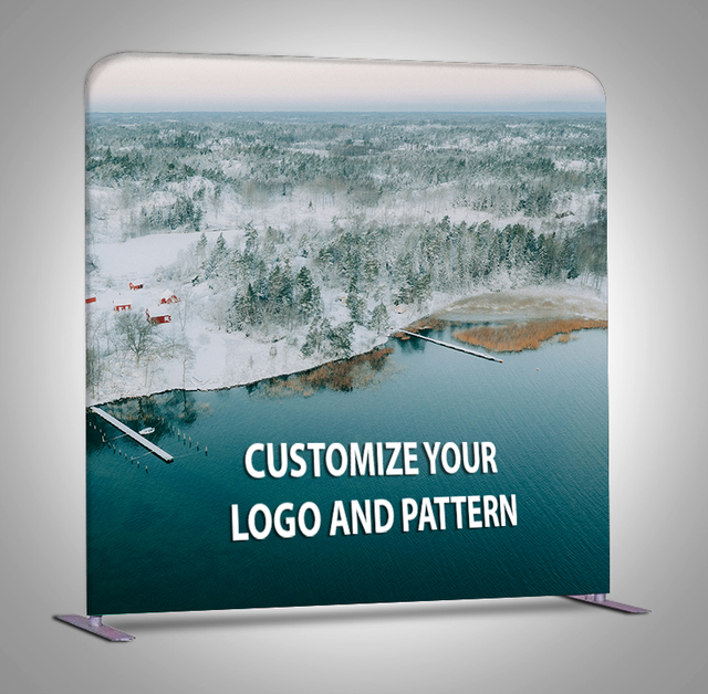 Custom Double Sided Photo Backdrop Stand Full Color Printing Tension Fabric for Booth Pillow Case Display Portable Wrinkle Free