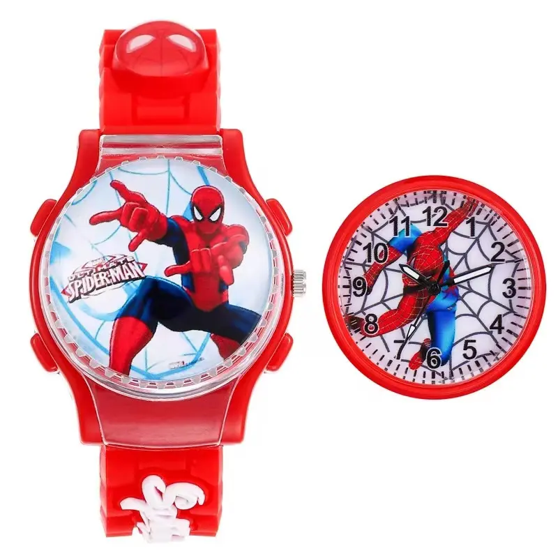 Cartoon children's watches Spider-Man Clamshell rotating glow-in-the-dark watch Student Decompression toy watch quartz