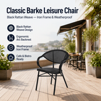 Chaise de jardin, café, parc, extérieur, en rotin PE imperméable, avec structure en fer, moderne, exquise, industrielle, livraison rapide et fiable