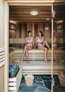 Luxo moderno sauna interior chuveiro combinação cicuta sólida madeira travessa janelas computador painel de controle <span class=keywords><strong>3</strong></span>/4 aquecedores vapor molhado - Product Image 6
