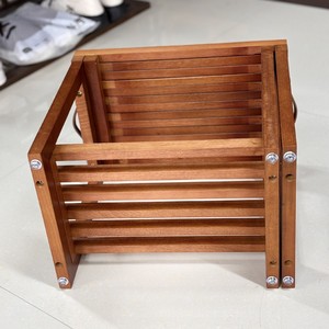 Tabouret de salle de bain extensible en teck 41x28x38.4cm, siège de douche pliable en bois massif avec étagère de rangement - Product Image 3