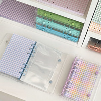 Agenda A6 transparent en PVC avec reliure colorée, pages à feuilles mobiles, couverture de journal personnalisable, double boucle à pression, cadeau